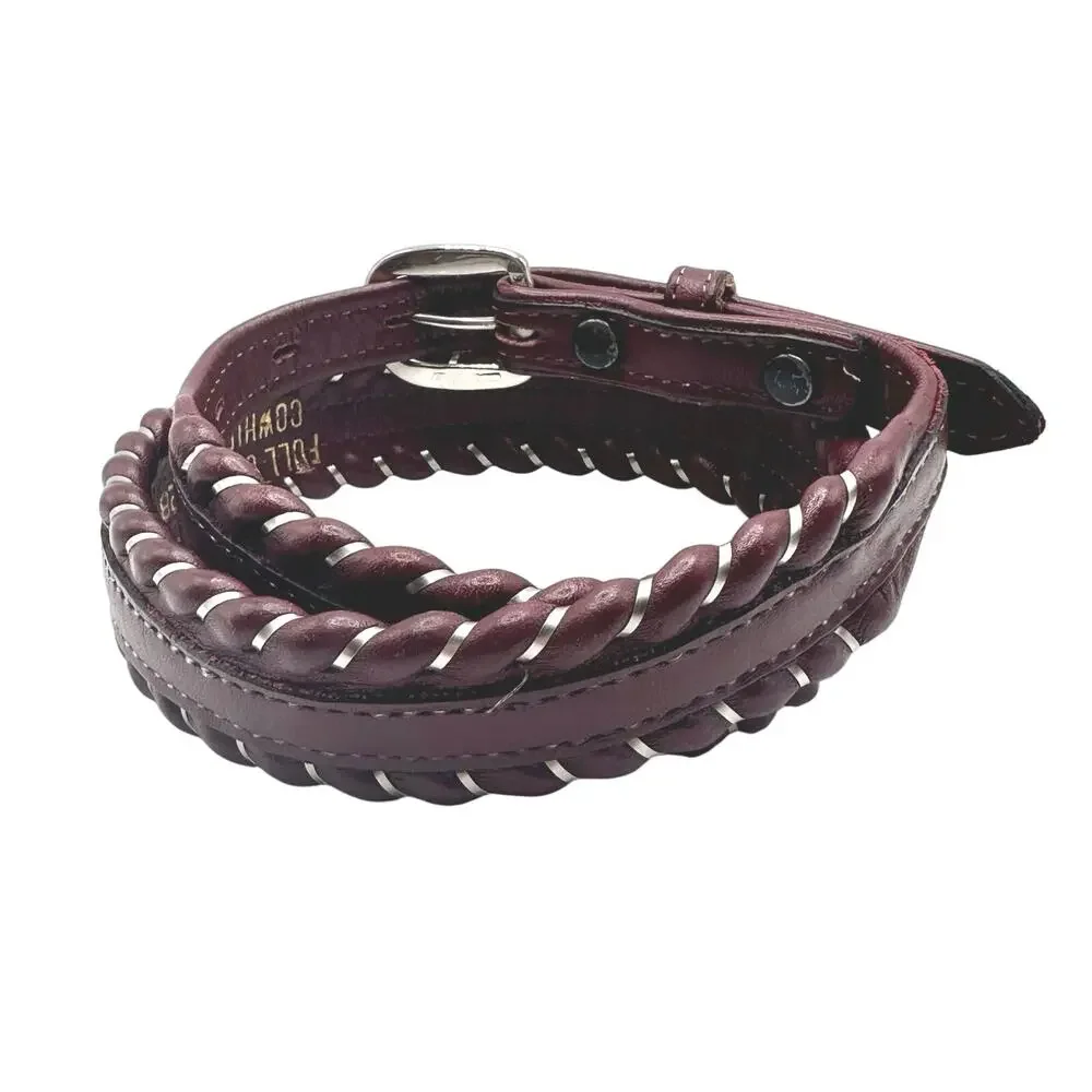 Dun Dee | Women | Cherry Full Grain Leather Western Metallic Braided Belt | 28
